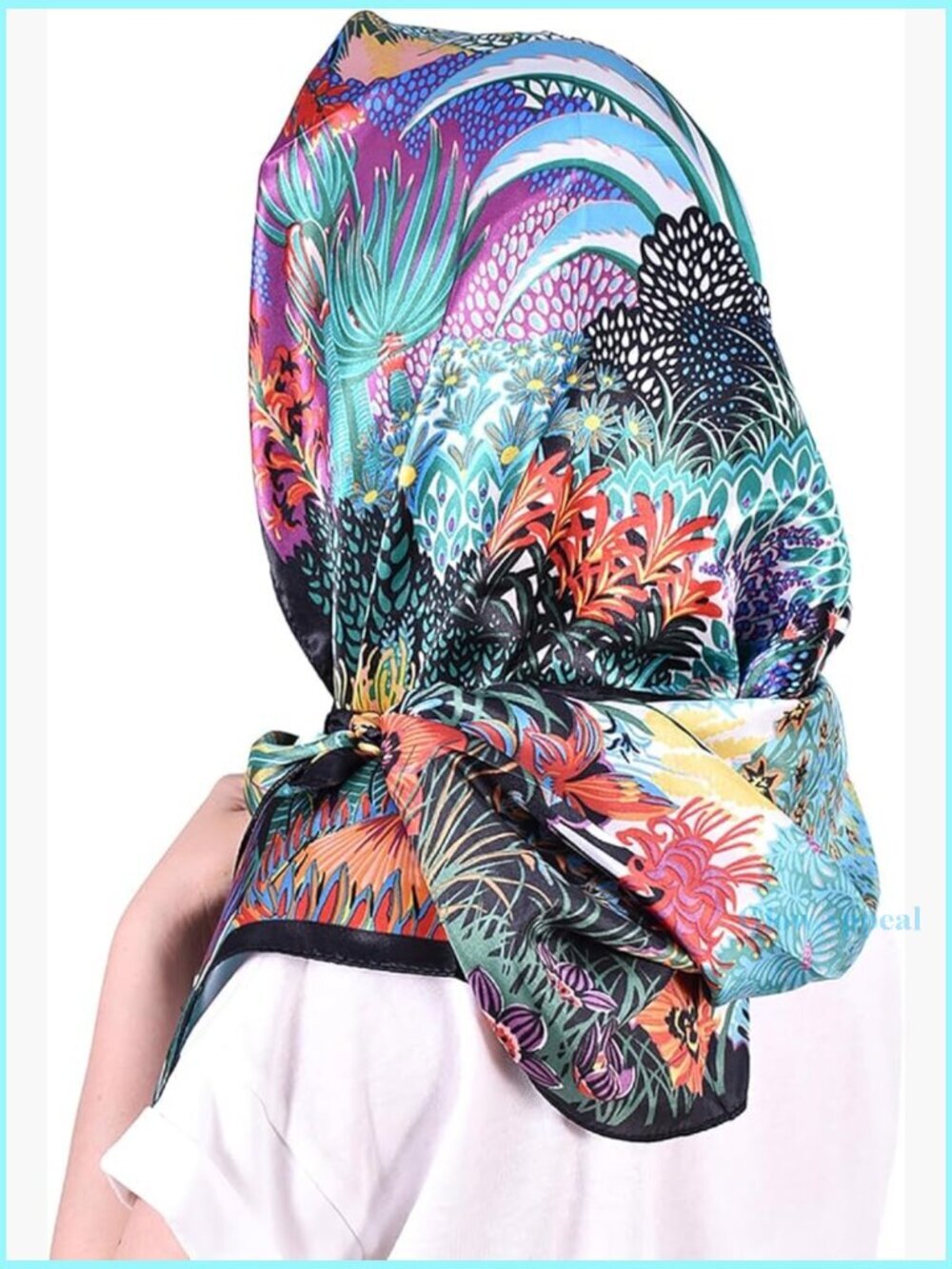 35" Square Satin Head Scarf for Sleeping Hair Protection Non-Slip